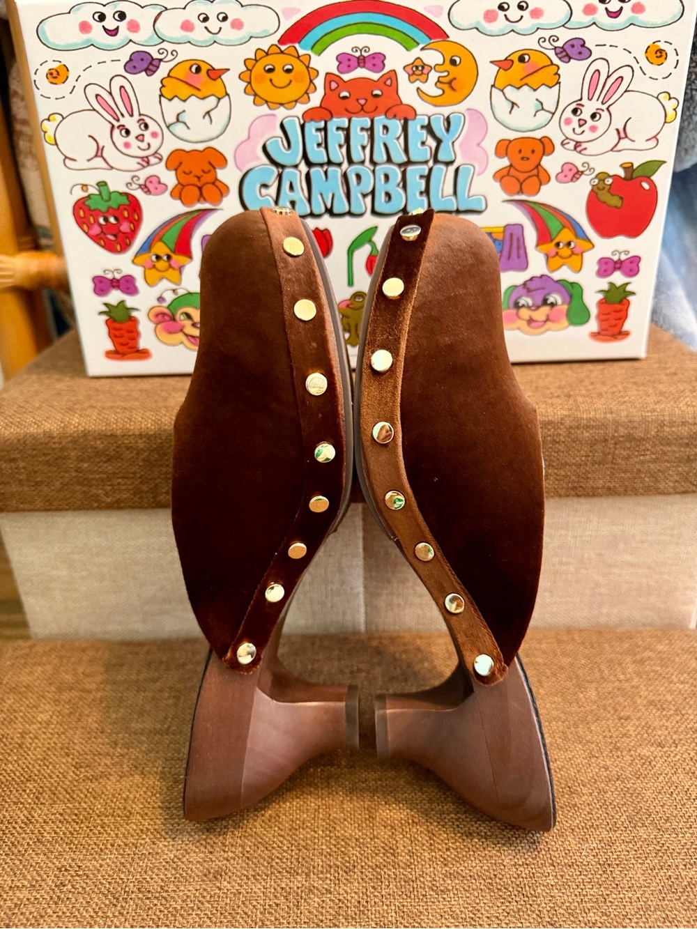 SOLD!!!! Jeffrey Campbell Brown Suede Studded Slip-On Mules - Picture 11 of 13